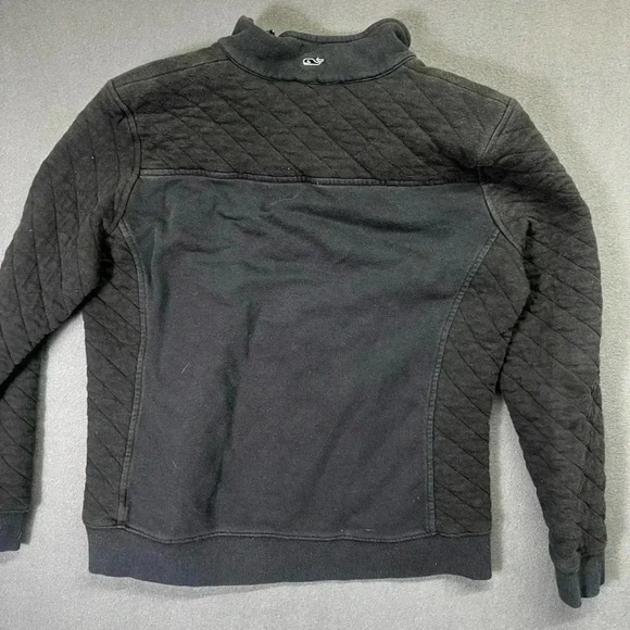 Vineyard Vines Quilted Top Sweatshirt Pull over Womens S Black Warm Sherpa 1250 - Picture 7 of 9